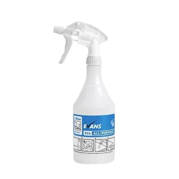 Evans EC6 750ml Empty All-Purpose Trigger Spray Bottle - Screen-Printed for EC6 Interior Super Concentrate. Reusable Professional Applicator for Multi-Surface Cleaning.