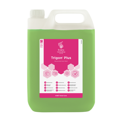 Evans Trigon Plus 5L Bactericidal Hand Wash - Unperfumed Antimicrobial Liquid Soap for High-Risk Food Prep, Healthcare, and Clinical Environments
