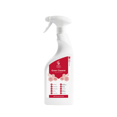 Evans Vanodine heavy duty oven cleaner 750ml, pH 13.8 foaming formula for baked-on grease and carbon, low-odour and unperfumed, ISO 9001 quality assured by Vertella.
