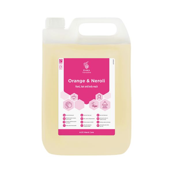 Orange & Neroli Luxury Hand Wash 5L - Premium Fragranced Pearlised Liquid Soap Refill for Boutique Hotels and Restaurant Washrooms