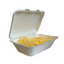 7 x 5 inch white bagasse hinged food boxes, 18cm x 13cm compostable sugarcane fiber containers, small clamshell for sides and snacks, breathable and grease resistant, pack of 500, supplied by Vertella Lancaster.