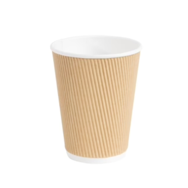 12oz Tall Kraft Ripple Paper Cups Recyclable x 500