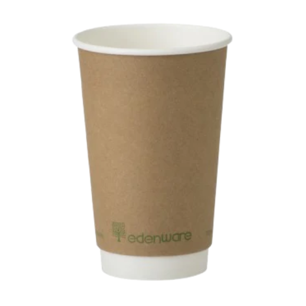 16oz Edenware Double Wall Coffee Cup Biodegradable & Compostable (500pk)