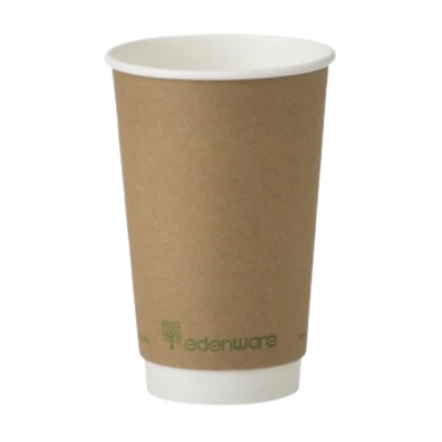 16oz Edenware Double Wall Coffee Cup Biodegradable & Compostable (500pk)