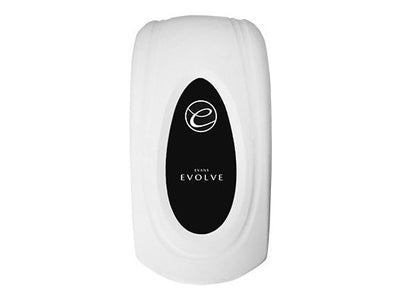 Evans Vanodine Evolve liquid soap dispenser, available in 900ml bulk fill or 1L cartridge options, ergonomic dirt-trap free design for hospitals and schools, supplied by Vertella Lancaster.